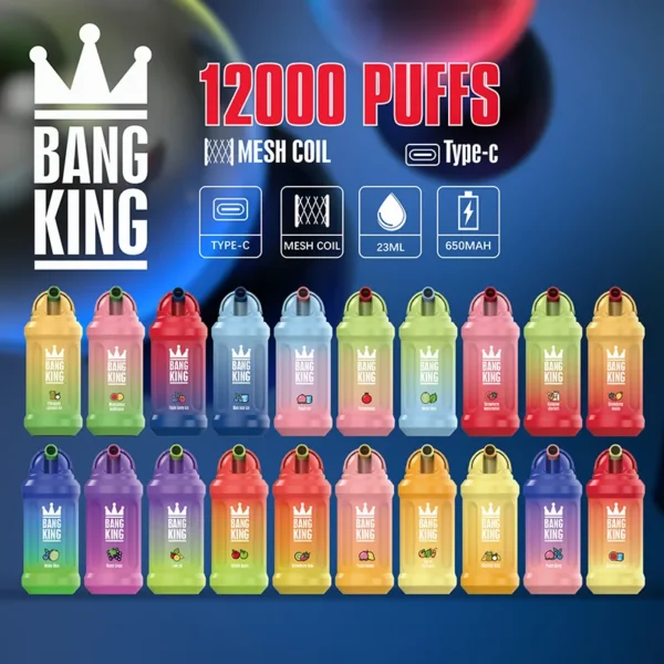 Bang King 12000 Puffs 0% 2% 3% 5% Nikotin újratölthető eldobható Vape nagykereskedés - AlsoVape - 1