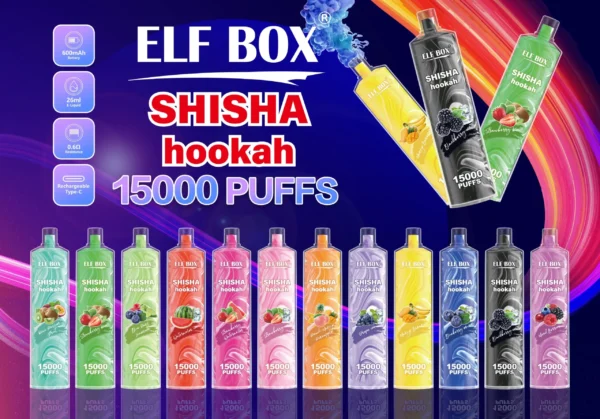 ELF BOX LS15000 Puff Shisha Hookah 0% 2% 5% Nicotina recarregável descartável Vape atacado - AlsoVape - 1