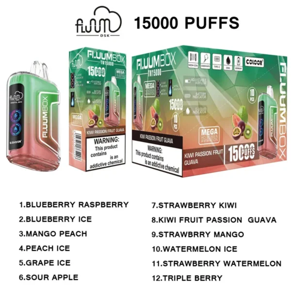 Fluum Digital Box TN 15000 Puffs 0% 2% 3% 5% Nicotina Recarregável Vape Descartável Caneta Pods E-Cigarro Atacado - AlsoVape - 2