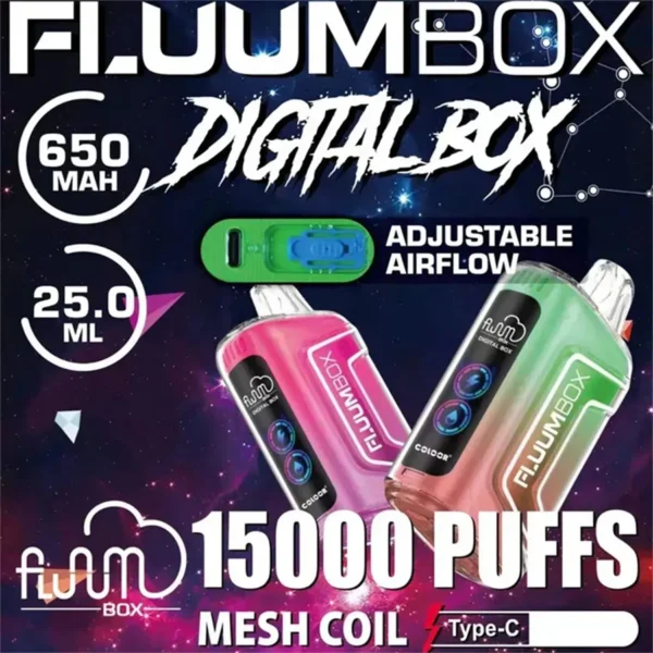 FluuM Digital Box TN 15000 Puffs 0% 2% 3% 5% Nicotina recarregável descartável Vape Pen Pods E-Cigarette atacado - AlsoVape - 1
