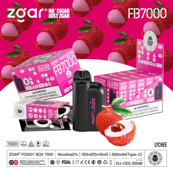 ZGAR FOGGY BOX 7000 Puffs 2% Nicotină Reîncărcabil Vape de unică folosință Comerț cu ridicata - AlsoVape - 19