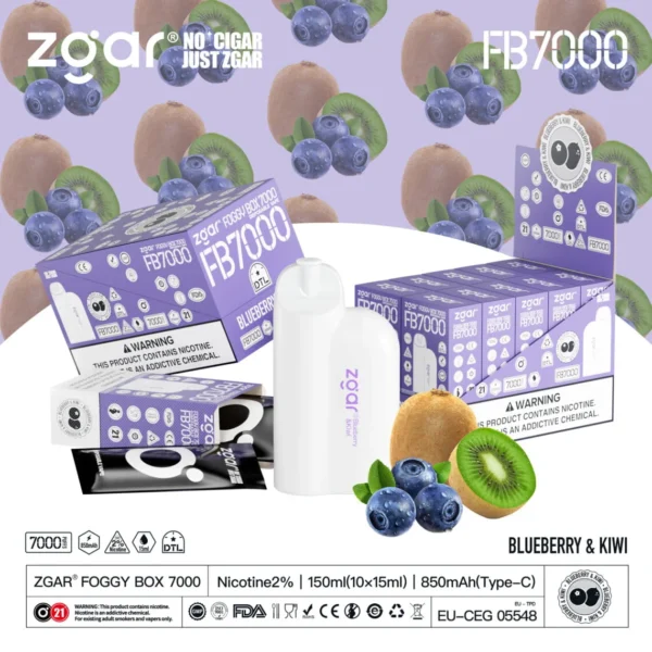 ZGAR FOGGY BOX 7000 Puffs 2% Nicotina Reîncărcabil Vape de unică folosință Comert cu ridicata - AlsoVape - 15