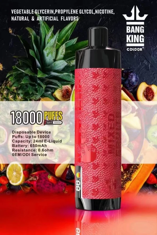 Bang King Crown Bar 18000 Puffs 0% 2% 3% 5% Alacsony nikotintartalmú újratölthető eldobható Vapes Pen Tömeges vásárlás Nagyker - AlsoVape - 6