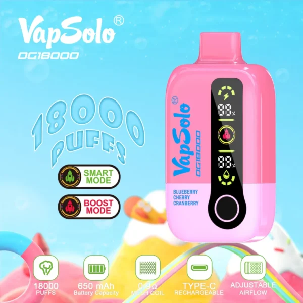 Vapsolo DG 18000 Puffs 2% 5% Vapes desechables recargables con bajo contenido de nicotina Compra a granel al por mayor - AlsoVape - 5