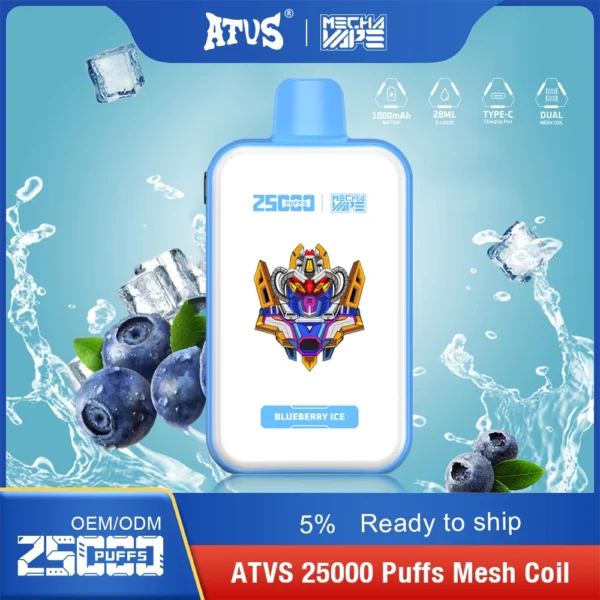 ATVS 25000 Puffs Dual Mesh 5% Stylo à vape jetable rechargeable à faible teneur en nicotine Acheter en gros - AlsoVape - 12