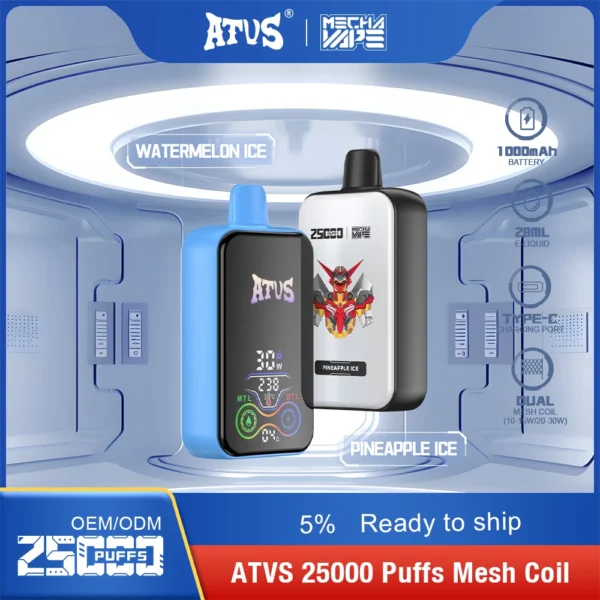 ATVS 25000 Puffs Dual Mesh 5% Stylo à vape jetable rechargeable à faible teneur en nicotine Acheter en gros - AlsoVape - 9