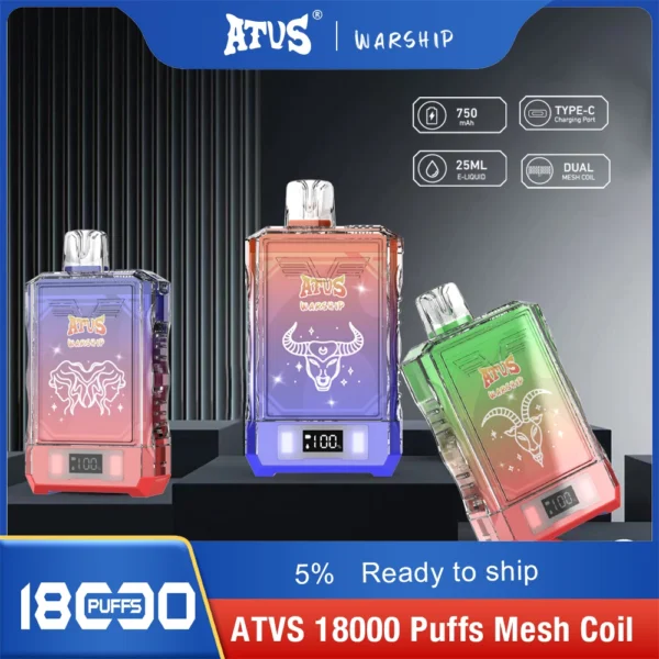 Atvs Warship 18000 Puffs 5% Low Nikotin Uppladdningsbar Disponibel Vapes Penna Bulk Köp Partihandel - AlsoVape - 9