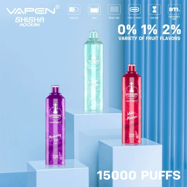 VAPEN Shisha Hookah 15000 Puffs 0% 2% Vapes desechables recargables con bajo contenido de nicotina Compra a granel al por mayor - AlsoVape - 1