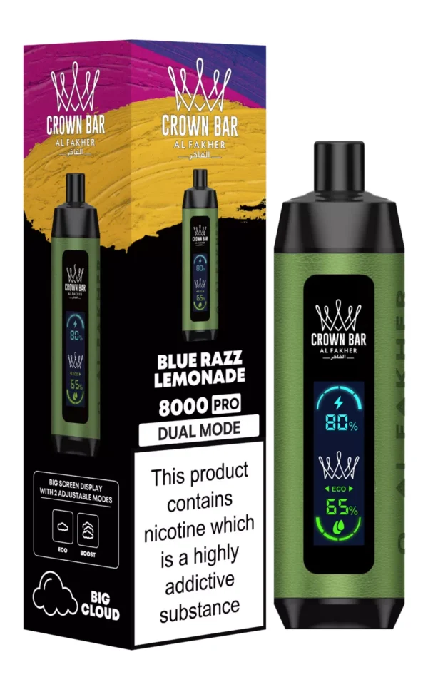 Al Fakher Crown Bar Big Cloud 8000 Pro Dual Mode Tela Cheia Baixa Nicotina Recarregável Vapes Canetas Descartáveis ​​Comprar Atacado - Estoque de Armazém Europeu - AlsoVape - 11