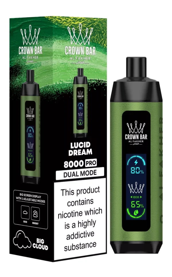 Al Fakher Crown Bar Big Cloud 8000 Pro Dual Mode Tela Cheia Baixa Nicotina Recarregável Caneta Vapes Descartáveis ​​Comprar no atacado - Estoque de armazém europeu - AlsoVape - 5