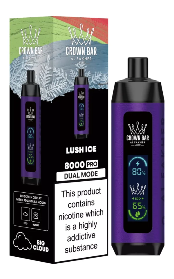 Al Fakher Crown Bar Big Cloud 8000 Pro Dual Mode Tela Cheia Baixa Nicotina Recarregável Vapes Canetas Descartáveis ​​Comprar no atacado - Estoque de armazém europeu - AlsoVape - 4
