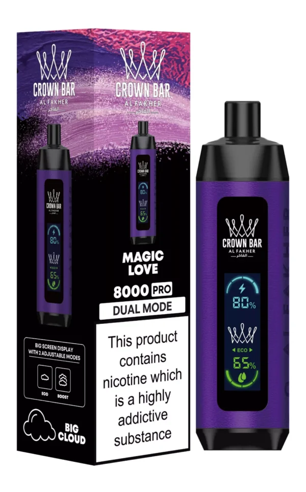 Al Fakher Crown Bar Big Cloud 8000 Pro Dual Mode Tela Cheia Baixa Nicotina Recarregável Vapes Canetas Descartáveis ​​Comprar no atacado - Estoque de armazém europeu - AlsoVape - 3