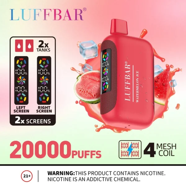 VASY LUFFBAR Dually 20000 Puffs Dual Digital Screen 50mg Alacsony nikotintartalmú újratölthető eldobható Vapes Pen tömeges vásárlás Nagyker - AlsoVape - 1