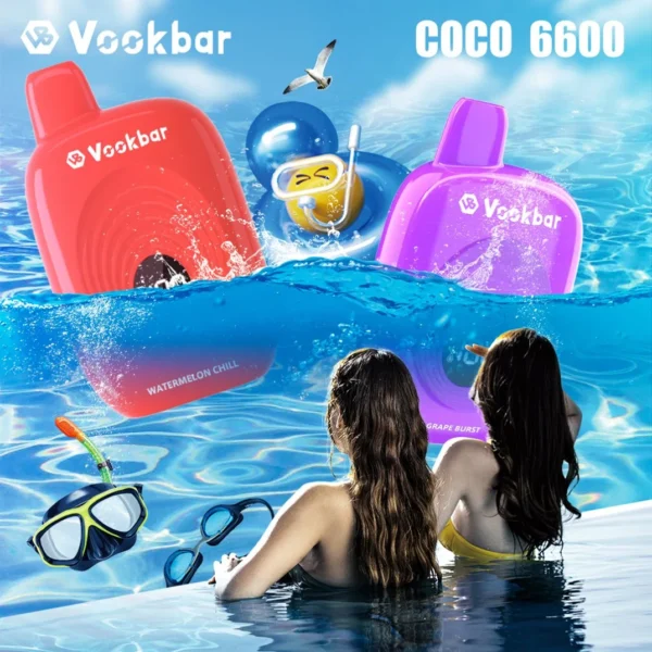 Vookbar Coco 6600 Puffs Digital Smart Screen 3% Low Nicotine Rechargeable Disposable Vapes Pen Bulk Buy Wholesale - AlsoVape - 9