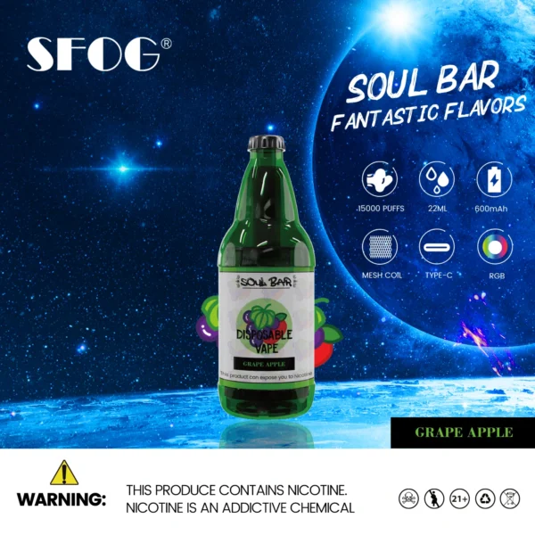 SFOG SOUL BAR 15000 Puffs RGB 5% Genopladelige engangsvapes med lav nikotinindhold Pen Bulk Køb Engros - AlsoVape - 11