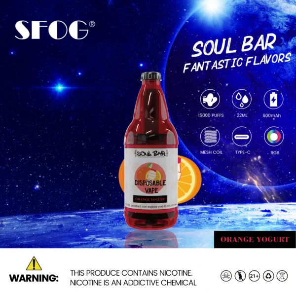 SFOG SOUL BAR 15000 Puffs RGB 5% Genopladelige engangsvapes med lavt nikotinindhold Pen Bulk Køb Engros - AlsoVape - 4