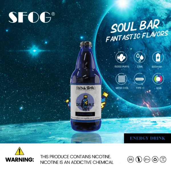 SFOG SOUL BAR 15000 Puffs RGB 5% Genopladelige engangsvapes med lav nikotinindhold Pen Bulk Køb Engros - AlsoVape - 5