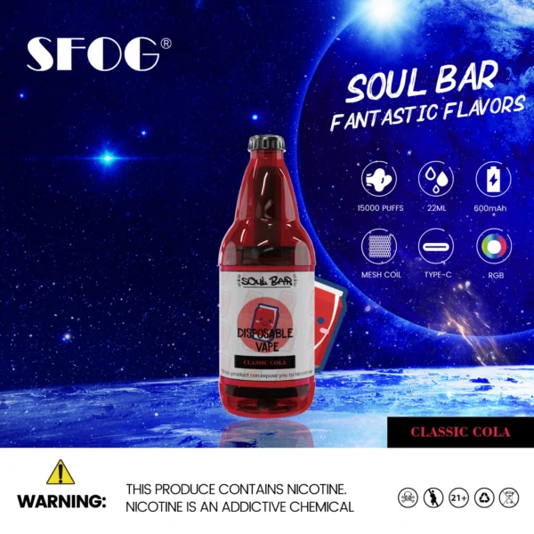 SFOG SOUL BAR 15000 Puffs RGB 5% Genopladelige engangsvapes med lav nikotinindhold Pen Bulk Køb Engros - AlsoVape - 6