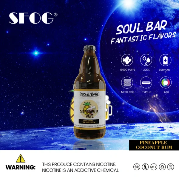 SFOG SOUL BAR 15000 Puffs RGB 5% Genopladelige engangsvapes med lavt nikotinindhold Pen Bulk Køb Engros - AlsoVape - 7