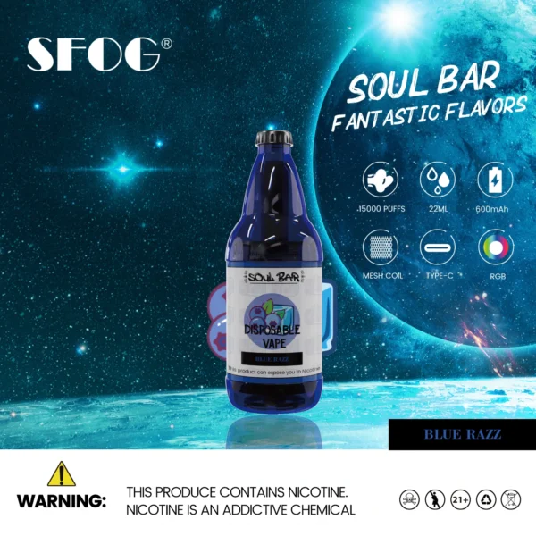 SFOG SOUL BAR 15000 Puffs RGB 5% Genopladelige engangsvapes med lav nikotinindhold Pen Bulk Køb Engros - AlsoVape - 8