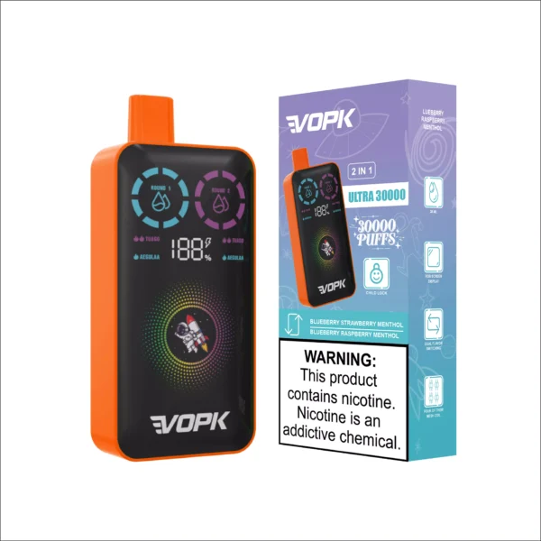 VOPK ULTRA 30000 Puffs Dupla ízű, kettős hálós digitális képernyő 2% alacsony nikotintartalmú újratölthető eldobható Vapes toll tömeges vásárlás nagykereskedelmi - AlsoVape - 4